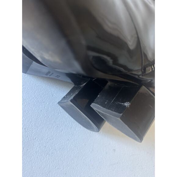 Miu Miu Patent Leather Boots 37.5 Ankle Booties Black 2' Heel Pointy Italy - Picture 14 of 15